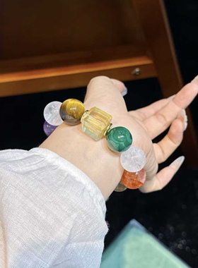 天然水晶多宝手串女款招财转运珠手链送女友闺蜜礼物本命年配证书