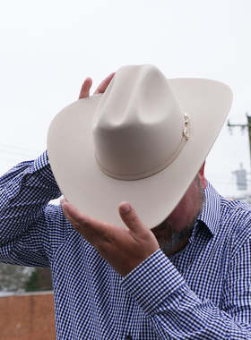 美国STETSON海狸毛6X白色西部牛仔帽牧民复古毡帽挺括礼帽骑马帽