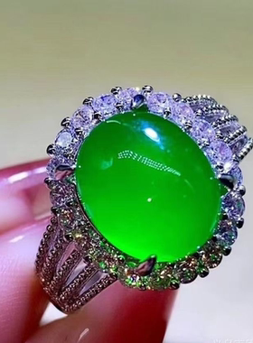 经典翠绿椭圆开口戒指ZD0140