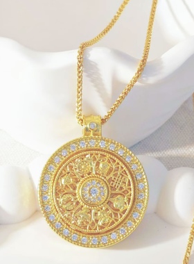 八宝罗盘吊坠镂空罗盘气质女项链ZD0834