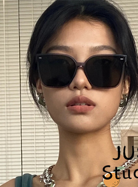 韩版大方框灰色ins墨镜显脸小素颜太阳镜男女防紫外线时尚遮阳潮