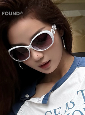 白色椭圆遮阳防紫外线女款太阳镜