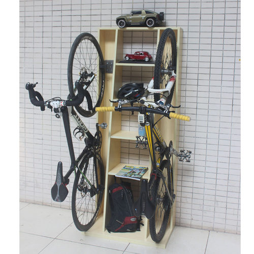 bookbike木制自行车立式停车柜 实木停车架 自行车墙壁挂钩收纳柜 - 图1