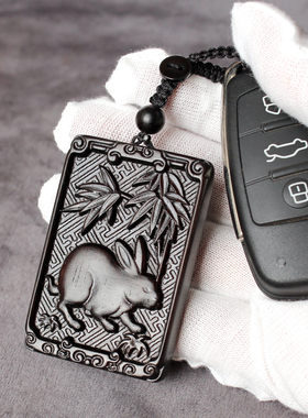 黑檀实木雕刻十二生肖项链男款木虎马狗猪羊兔吊坠龙鼠猴属相挂件