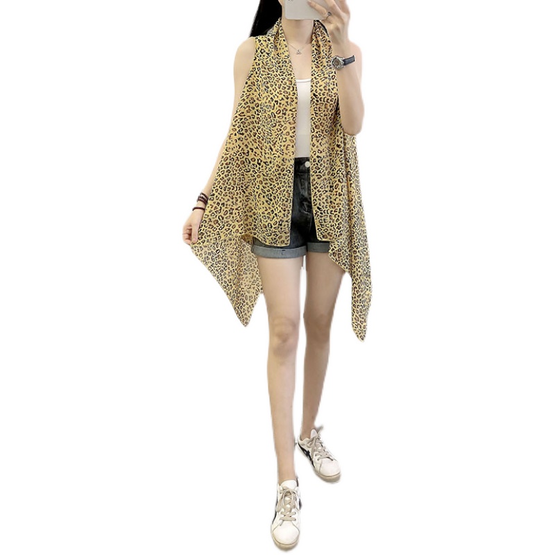 买2送1  夏季雪纺长款外搭无袖背心马夹马甲披肩开衫防晒衫女 - 图3