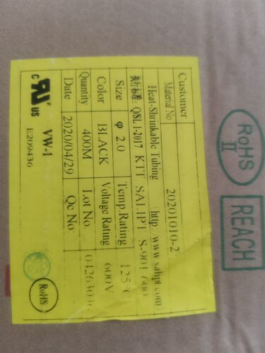 SALIPT 热缩管 0.6mm 热缩套管 环保绝缘认证UL ROHS阻燃热收缩管 - 图1