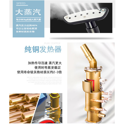 域桥挂烫机域桥跃马牌蒸汽全铜手持式烫衣服熨烫机出口不带发票价 - 图1