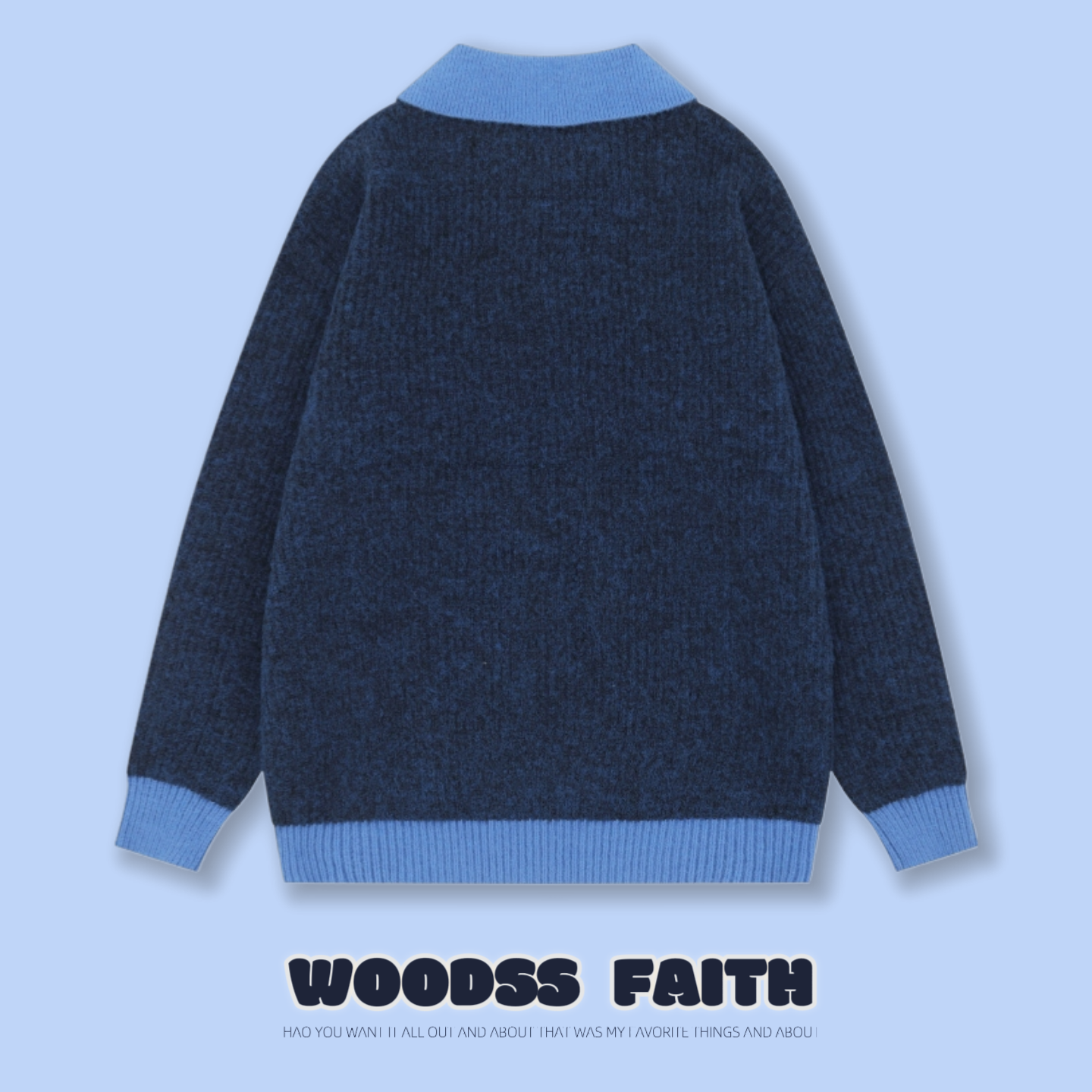 FAITH美式复古小众设计感撞色POLO领毛衣男潮牌宽松保暖情侣针织,淘宝优惠券,粉丝福利购,淘宝优惠卷