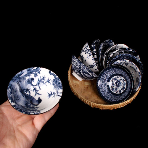 青花瓷大号茶杯釉下彩景德镇功夫茶杯主人杯日用茶盏普洱茶杯单杯 - 图0