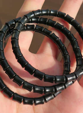 天然和田玉新疆黑青玉籽料油疙瘩竹节手串S