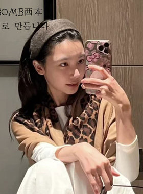 咖色针织宽边发箍易梦玲同款