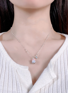 甜美滴油游乐园旋转木马项链女小众设计感孔兰猫眼甜酷精致锁骨链