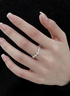 纯银戒指不掉色锆石小众设计高级感十字架开口情侣对戒男指环女