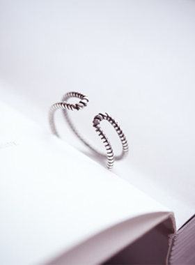 纯银戒指百搭希腊文字个性双层