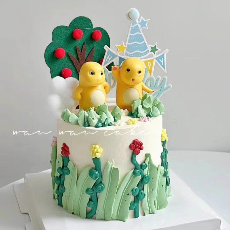 小奶龙蛋糕装饰摆件网红卡通可爱黄色小龙生日男生女生配件烘焙