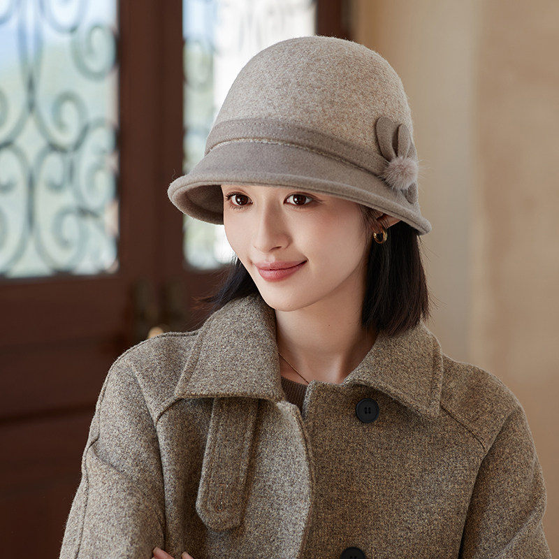 羊毛呢渔夫帽子女秋冬天韩版潮保暖百搭优雅英伦复古盆帽气质礼帽,淘宝优惠券,粉丝福利购,淘宝优惠卷