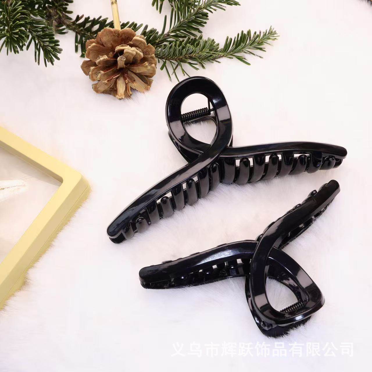 韩国ins简约百搭中大号DIY经典抓夹后脑勺黑色发夹飘带鲨鱼夹批发,淘宝优惠券,粉丝福利购,淘宝优惠卷