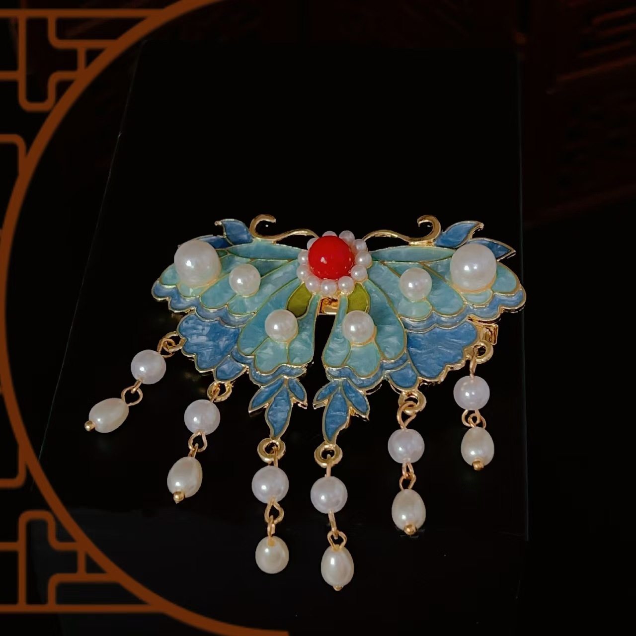 国风醒狮发夹珍珠边夹高级感小香风发卡头饰批发义乌鸭嘴夹饰品女,淘宝优惠券,粉丝福利购,淘宝优惠卷