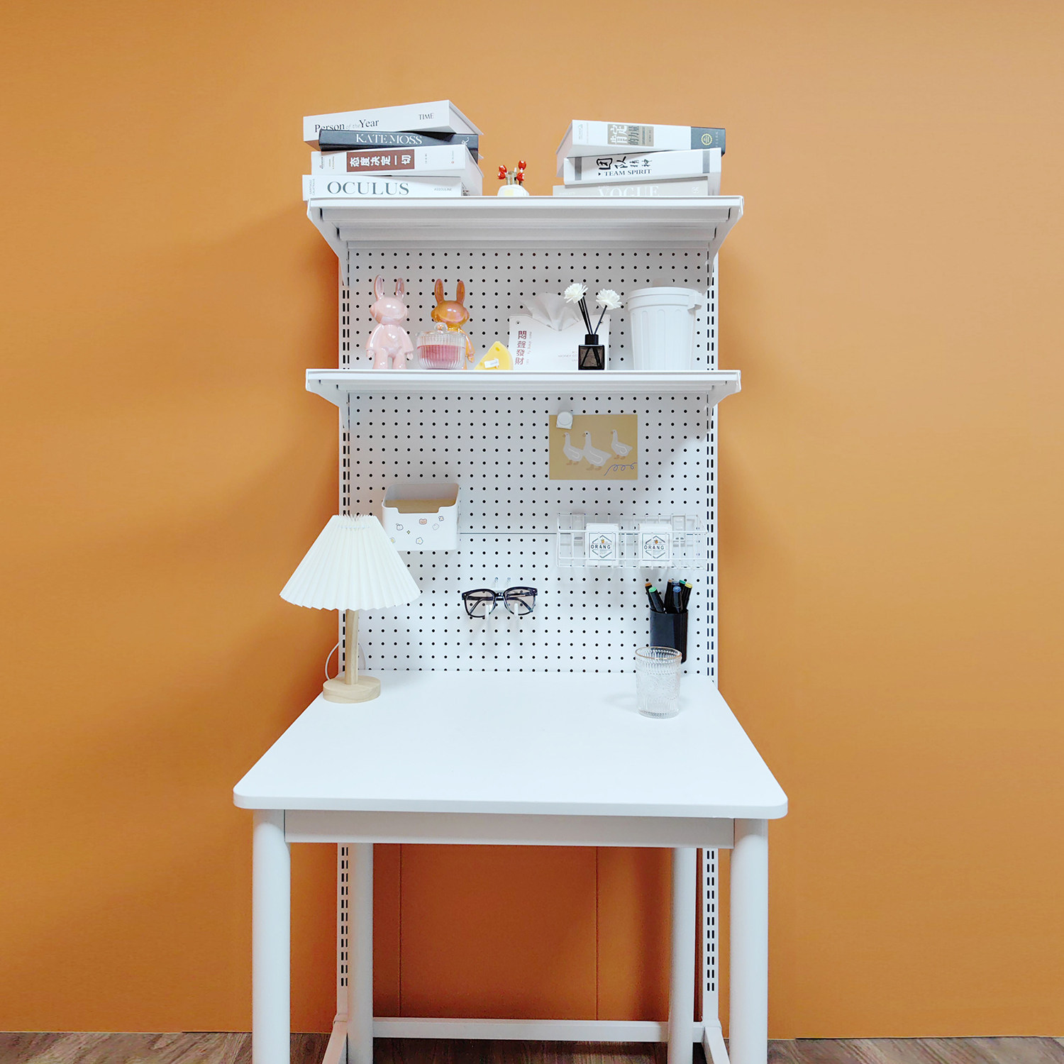 Perforated board bookshelf assembly modern hardware diy