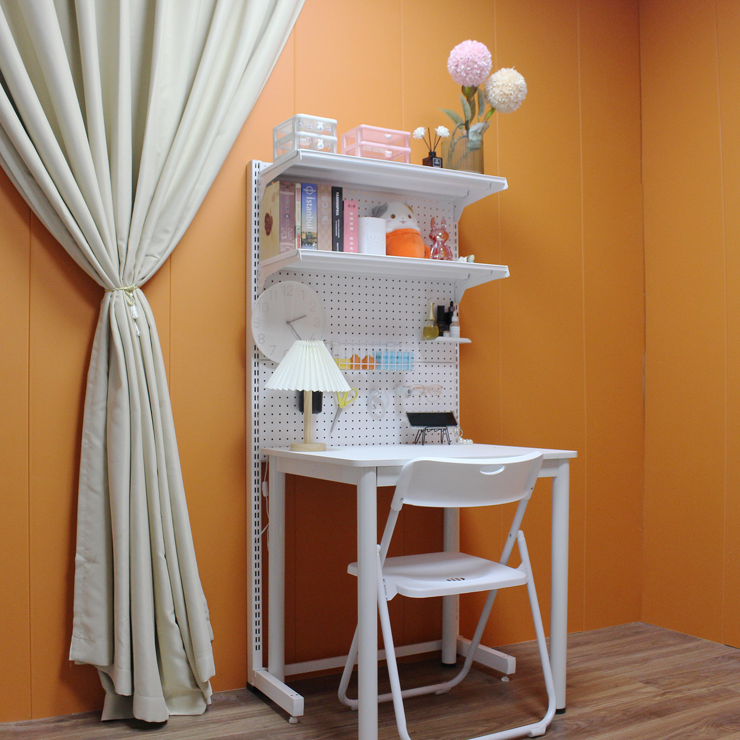 Perforated board bookshelf assembly modern hardware diy