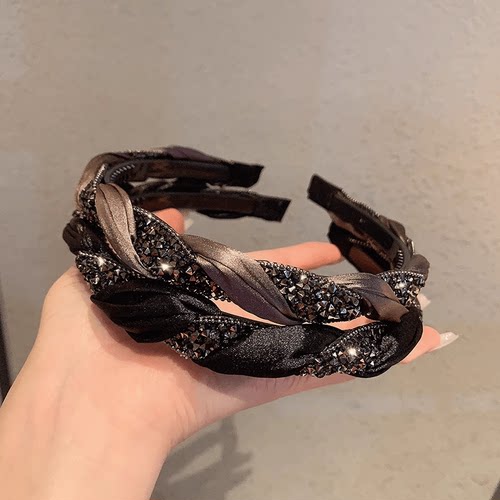 韩国东大门新款水钻发箍女高级感气质头饰压发卡子2024年爆款 - 图1