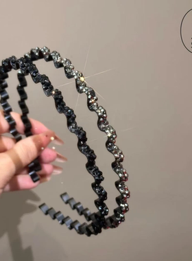银灰水钻波浪蝴蝶结发箍
