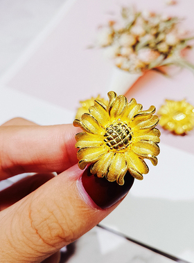 太阳花向日葵女款足金皮绳手链
