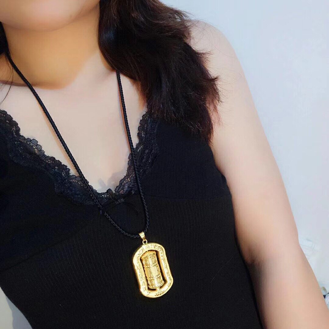 24K黄金吊坠男女款3D硬足金999大气夸张项坠送男朋友礼物纯金霸气