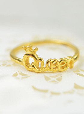 米勒珠宝3d女王皇冠戒指足金999