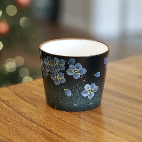 花间树里。景德镇手绘釉下彩黑夜梅花咖啡杯拿铁拉花杯茶杯猪口杯 - 图3