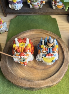 辰雪手捏陶瓷小龙茶宠香炉摆件线香倒流香插创意茶空间办公室礼品