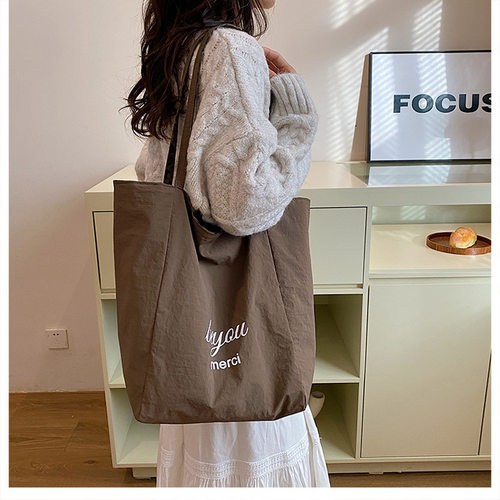 新款小众设计豹纹帆布包女大容量两面背单肩包简约休闲上班通勤包 - 图0