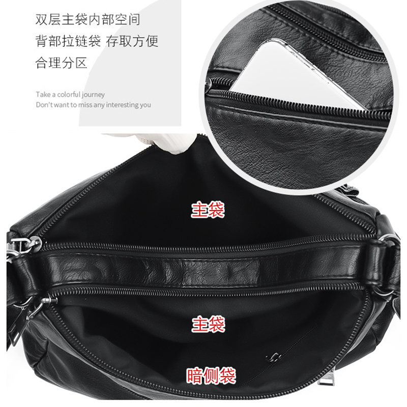 香港MTFSKAER多层袋真皮妈妈斜挎包2025新款百搭单肩女士软皮女包