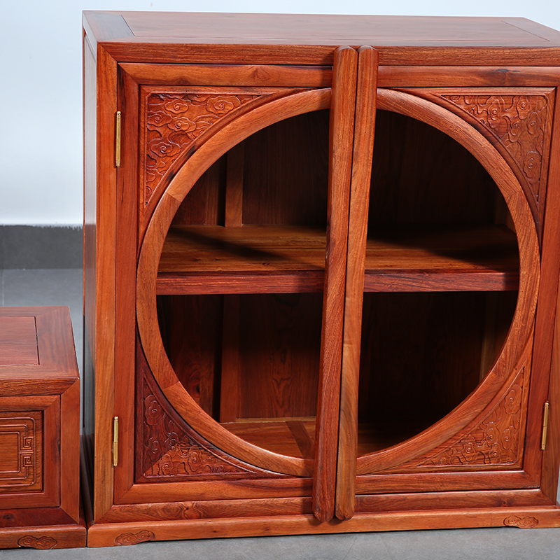 红木家具 缅甸花梨木电视柜组合 客厅新中式实木落地橱柜电视机柜