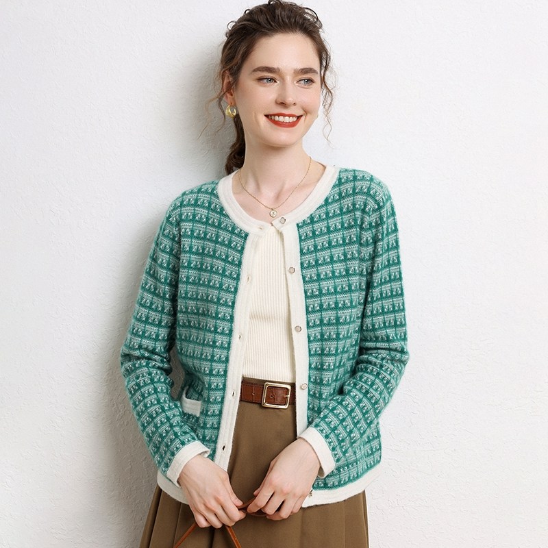 【假一赔十】35%山羊绒女小香风毛衣开衫 洋气高级感针织外套上衣,淘宝优惠券,粉丝福利购,淘宝优惠卷