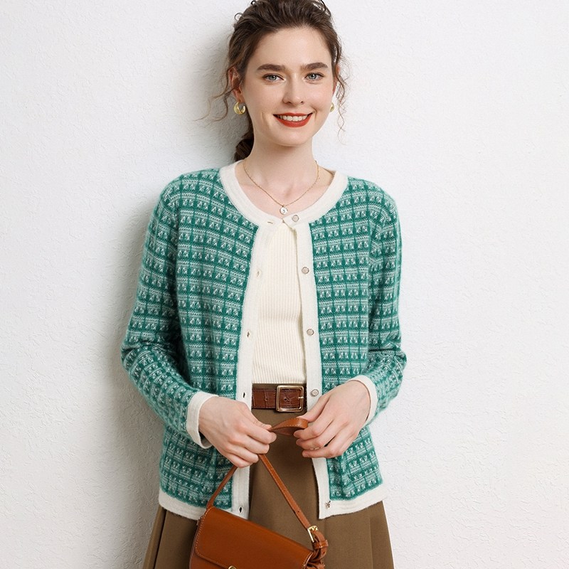 【假一赔十】35%山羊绒女小香风毛衣开衫 洋气高级感针织外套上衣,淘宝优惠券,粉丝福利购,淘宝优惠卷