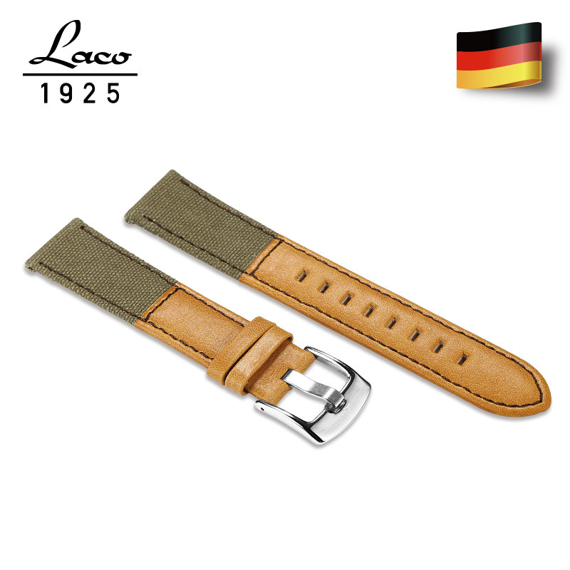laco朗坤德国原装进口帆布真皮表带 laco朗坤配件