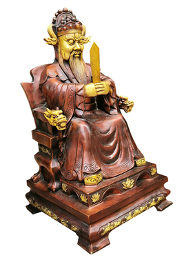 龙五爷铜像纯铜客厅大号仿古色中式纯手工龙王爷桌面摆件摆放