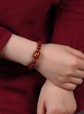 红玛瑙太岁手链本命年朱砂手串