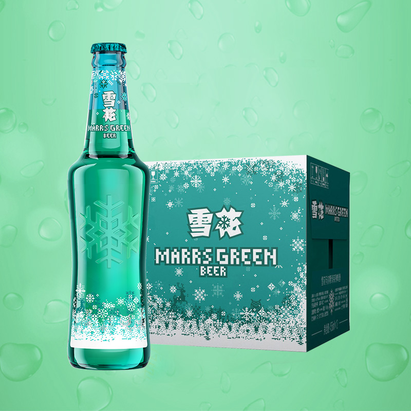 雪花啤酒马尔斯绿455ml*12瓶装麦汁浓度8度整箱批发官方旗舰店-图0