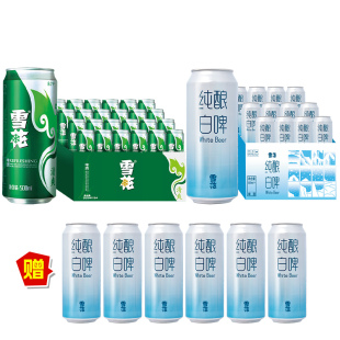 雪花清爽500ml*24听+纯酿白啤500ml*12听