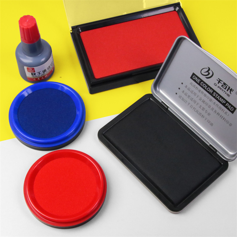 快干红色印台黑色蓝色印泥办公印台手印指纹盖章大号印盒圆形印泥,淘宝优惠券,粉丝福利购,淘宝优惠卷