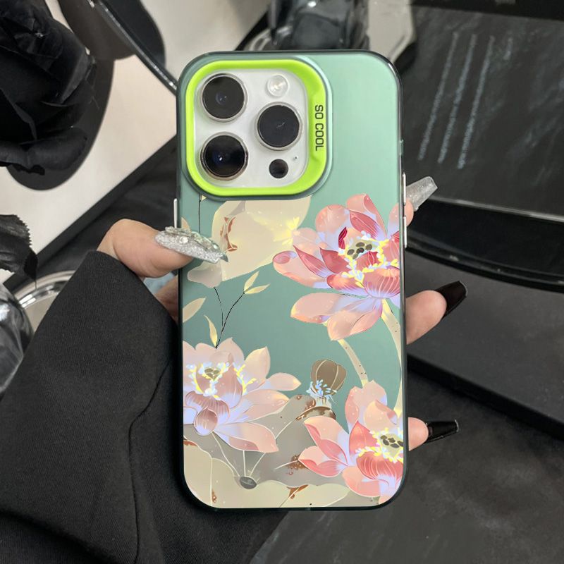 中式荷花适用苹果11手机壳iPhone12131415Pro软胶透明678PLUS软新款全包防摔日韩网红情侣高级感小众保护套 - 图3