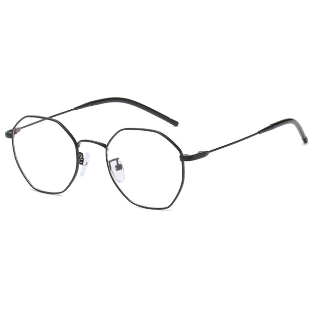 Polygonal titanium glasses frames suitable for round faces