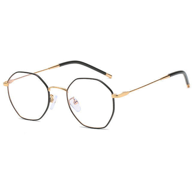 Polygonal titanium glasses frames suitable for round faces