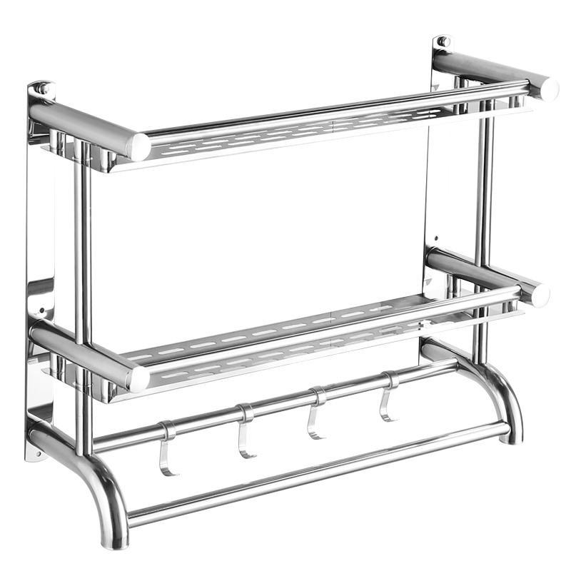 浴室洗手间不锈钢毛巾架厕所卫生间双层三层双杆置物架壁挂免打孔 - 图3
