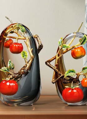 柿柿如意摆件轻奢高档客厅玄关