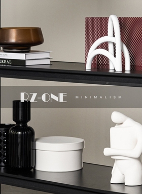 现代客厅开放格书柜桌面摆件