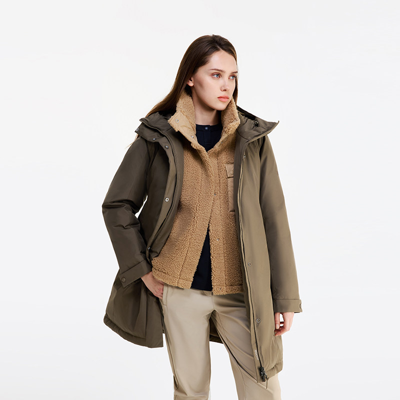 AIGLE艾高鹅绒羽绒服中长款女士法式秋冬款外套上衣防风加厚保暖