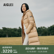 AIGLE Ai high autumn winter ACW22WOUI006 anti-splash water white goose down long section Down Jacket Lady
